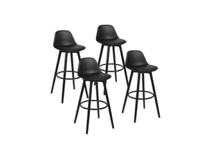 Lot de 4 tabourets de bar en métal et plastique noir 39,5 x 44 x 91 cm