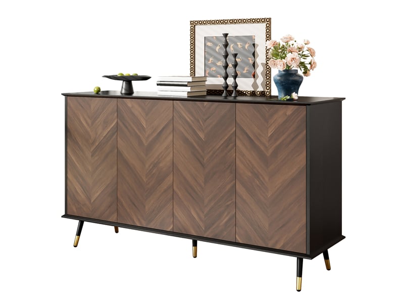 Buffet bas 4 portes 140 cm noir et marron evryae