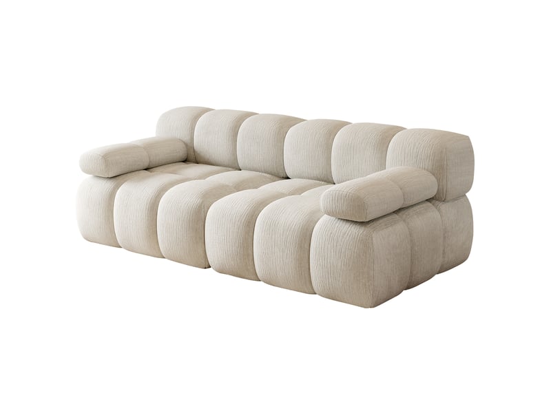 Canapé 2 places 200x100x68 cm en tissu chenille blanc - Conforama E