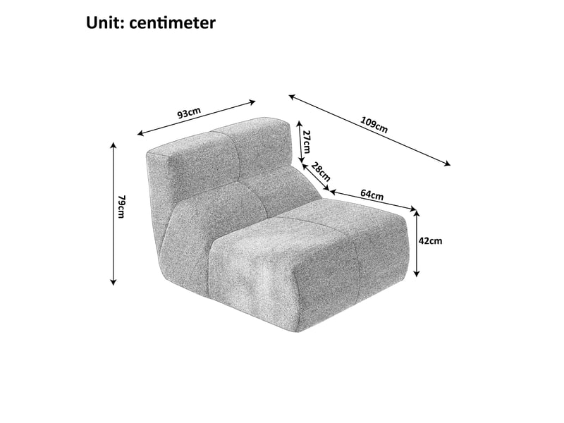 Fauteuil blanc velours moderne sans accoudoirs canapé salon compact design contemporain - Conforama C