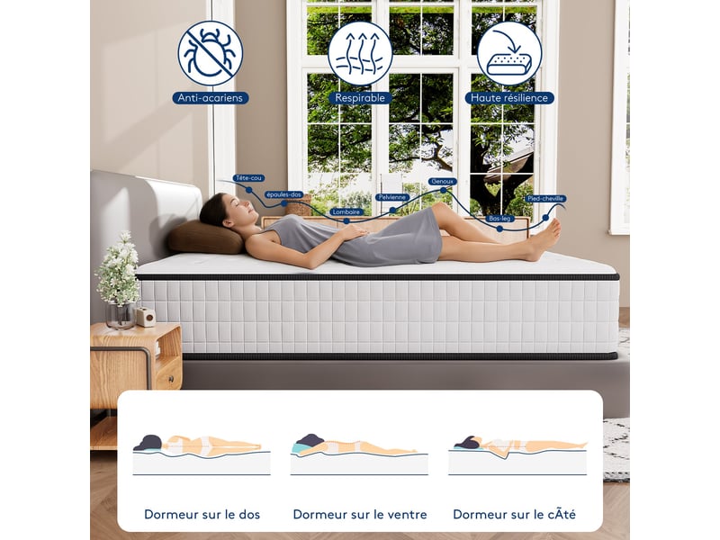  Matelas 90x190,mousse 30 cm et ,réversible à deux faces entièrement utilisables  - Conforama C