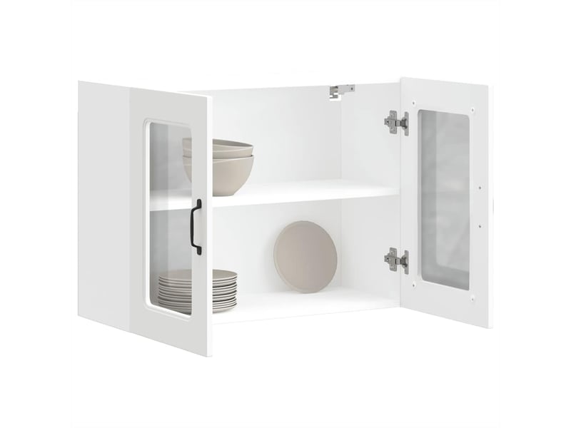  Meuble de rangement | armoire murale de cuisine avec porte en verre kalmar blanc  - Conforama D