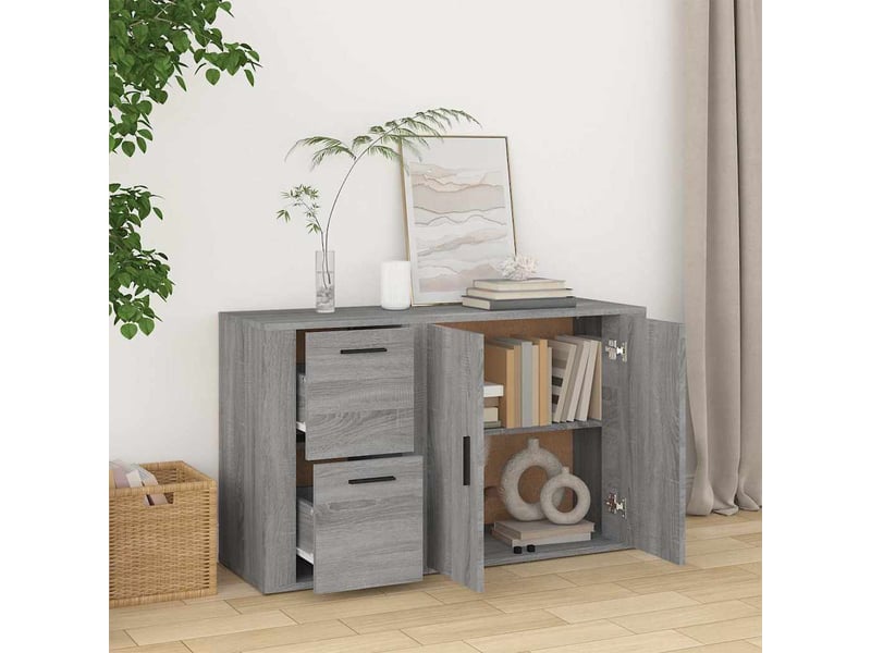  Buffet - bahut - meuble de rangement sonoma gris 100x33x59,5 cm bois d'ingénierie  - Conforama C
