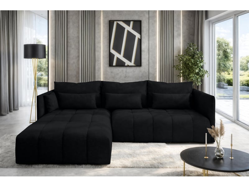 Canapé d'angle noir avec fonction couchage cosmova 245 cm Cosmova - Conforama B