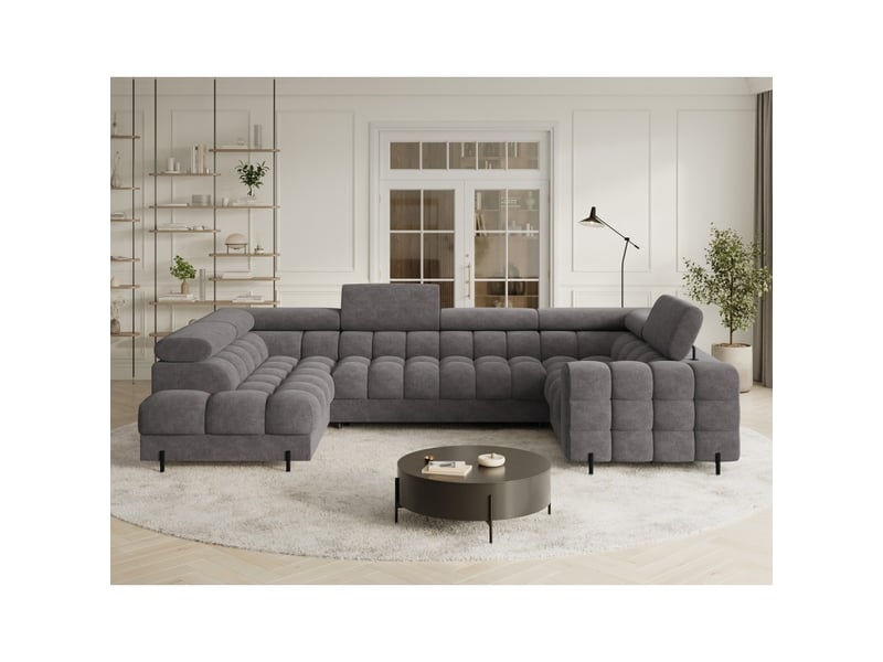  Canapé panoramique convertible factory 3 places gris foncé – angle gauche avec coffre – version 2  - Conforama E