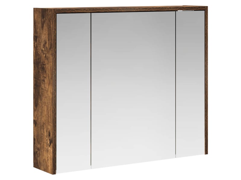  Armoire miroir salle de bain, meuble de rangement chêne fumé 73.5x16x62.5 cm shl1355  - Conforama A