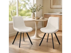 Chaises de salle à manger pivotantes 360° lot de 2  - dossier ergonomique, pieds métal, tissu blanc