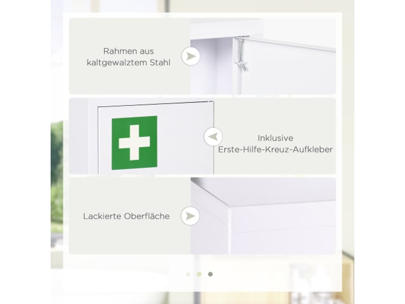  Armoire à pharmacie blanche en acier, verrouillable, 3 compartiments, 30x14x46 cm, sécurisée enfants  - Conforama D