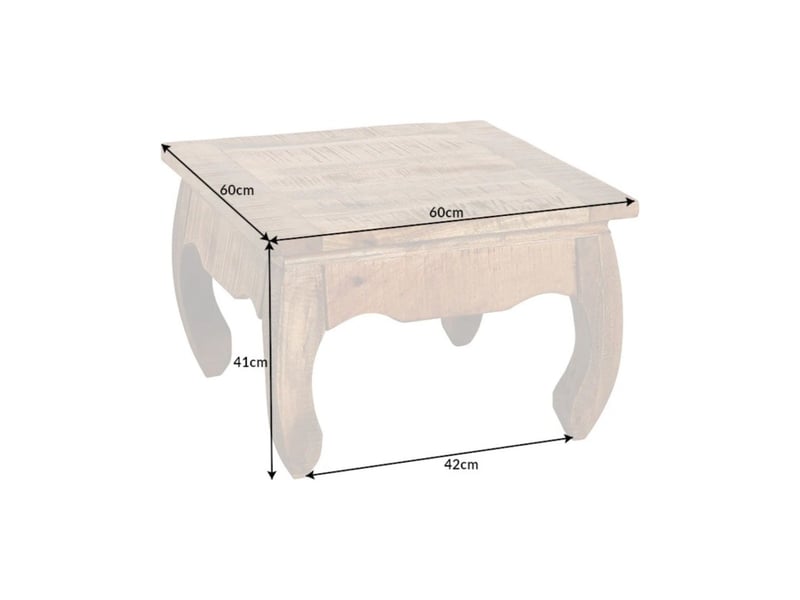  Table basse lunara bois massif de manguier pieds arqués – table carrée design classique naturel  - Conforama C