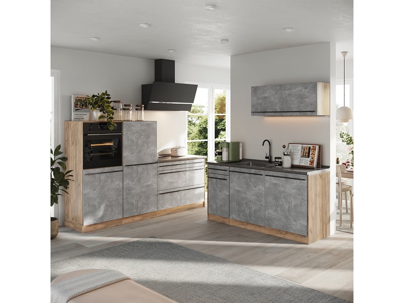  Vicco cuisine, bétonchêne doré, 220cm sans plan de travail  - Conforama C