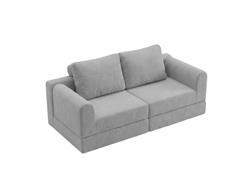  Canapé pliant modulable 2 places en flanelle gris 160x80x78 cm  - Conforama A