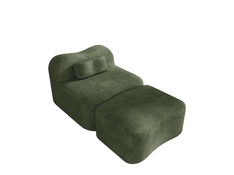  Canapé modulable, canapé 1 place, en tissu, vert, avec pouf, pour salon, chambre, adapté à l'espace de vie, appartement  - Conforama E