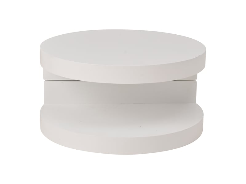  Table basse ronde blanche pivotante à 360° avec bandeau led  - Conforama A