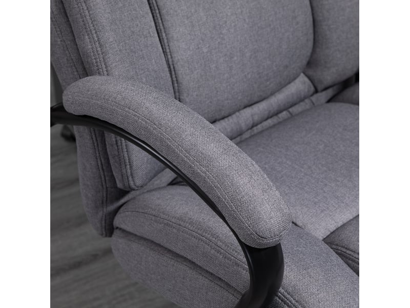  Chaise de bureau ergonomique gris clair à roulettes, hauteur réglable et fonction bascule, charge 220 kg  - Conforama D