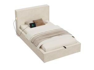 Lit coffre 90x200 cm evarich coloris beige