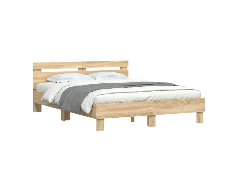  Lit double- lit adulte -  cadre de lit sans matelas chêne sonoma 150x200 cm  - Conforama C
