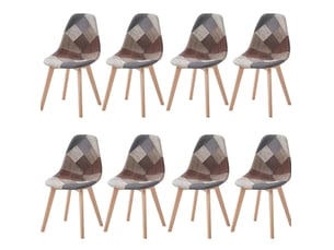 Lot de 8 chaises de salle à manger 46x40x85 cm design moderne bois métal multicolore