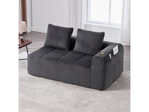 Canapé droit fixe <strong>MERAX</strong> <strong>canapé compressible</strong> 2 places Velours côtelé gris
