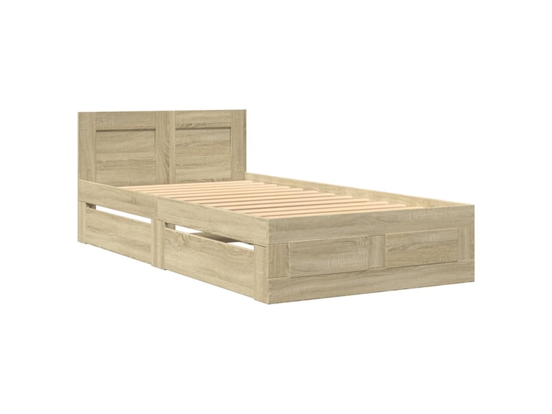  Lit simple- lit adulte -  cadre de lit et tête de lit sans matelas chêne sonoma 90x190 cm  - Conforama B