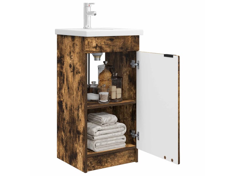 Meuble de salle de bain avec évier chêne fumé 42x40x84.5 cm shl8351 - Conforama C
