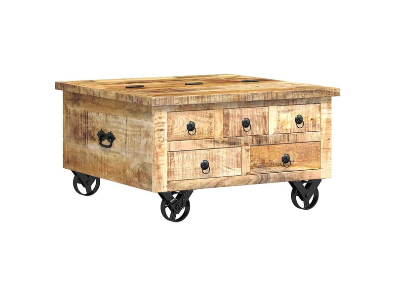  Table basse | table d'appoint salon bois de manguier brut 70 x 70 x 40 cm  - Conforama A
