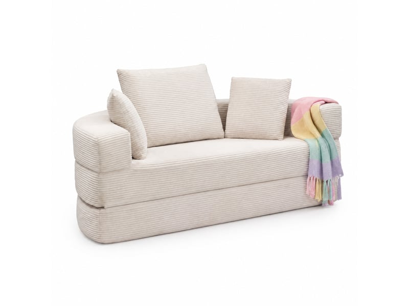 Canapé convertible 2 places 173x176 cm en velours côtelé et mousse, beige clair chicfurn - Conforama A