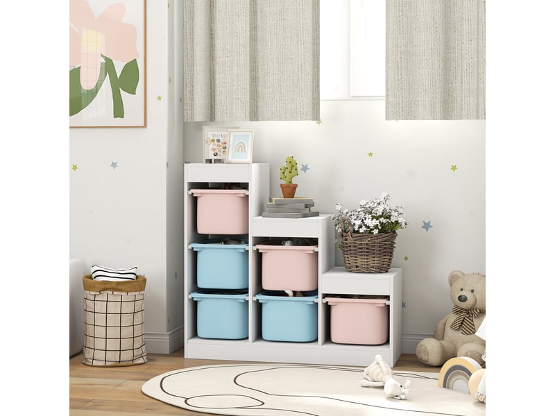  Meuble de rangement pour jouets 3 niveaux 3-8 ans bleu clair rose  - Conforama C