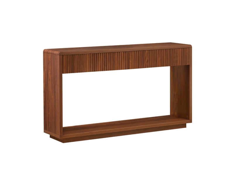 Console d’entrée 150x35x85 cm avec 2 tiroirs et niche ouverte, noyer - Conforama E