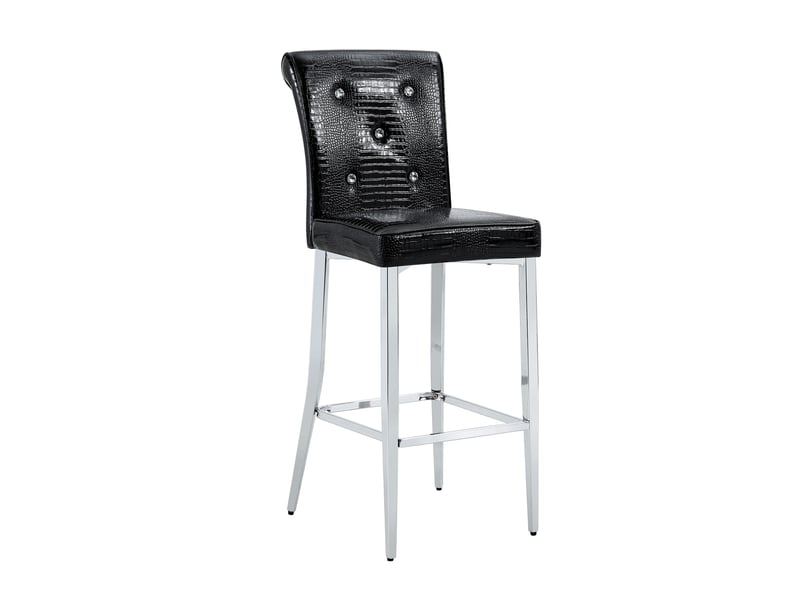  Tabourets de bar lot de 2 avec dossier haut et repose-pieds - lpospi - métal chromé, simili cuir effet croco - noir  - Conforama A