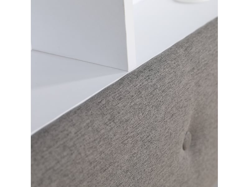  Lit fonctionnel 120x200 cm blanc et gris en bois, lit gigogne 90x190 cm avec rangement et station de charge  - Conforama E