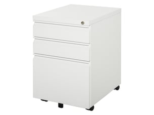 Caisson de classement mobile à 3 tiroirs, verrouillable, avec poignée concave, pour bureau ou bureau à domicile, 39 x 48 x 60 cm, blanc