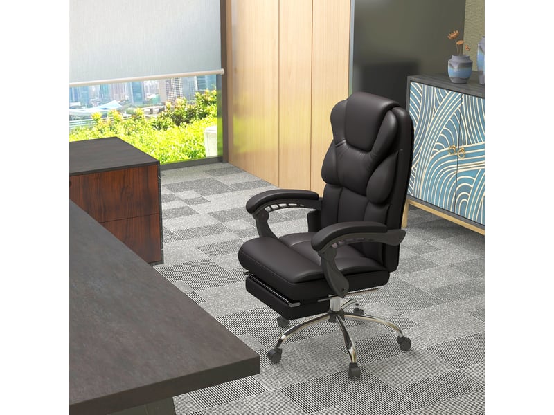  Chaise de bureau massante à six points, fauteuil inclinable à 120 degrés marron  - Conforama C
