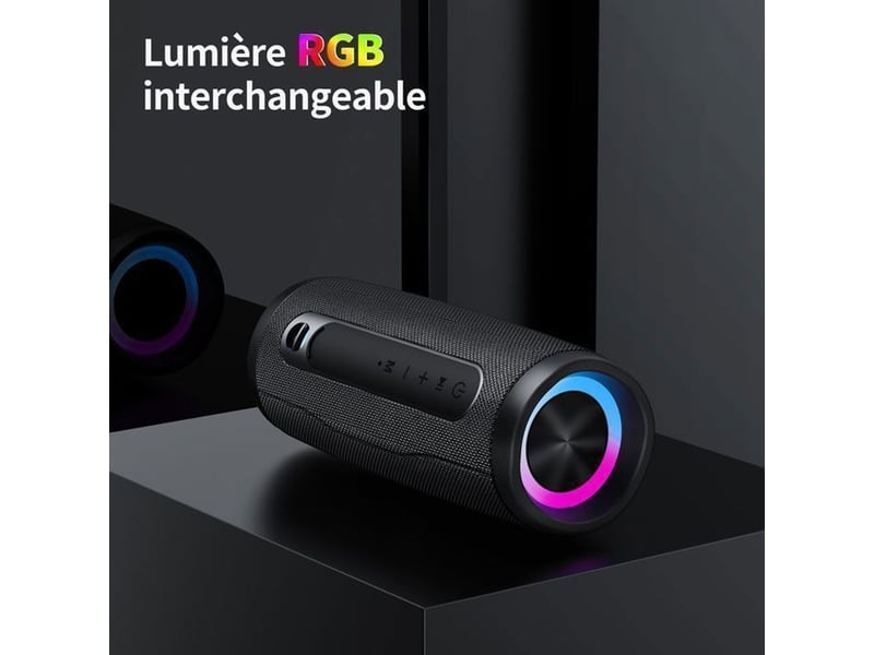  Enceinte bluetooth portable 10w stéréo avec subwoofer rgb ipx5 type-c autonomie 15h  - Conforama D