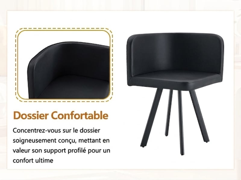  Ensemble table et 6 chaises de salle à manger, 7 pièces, bois mélaminé et métal noir  - Conforama E