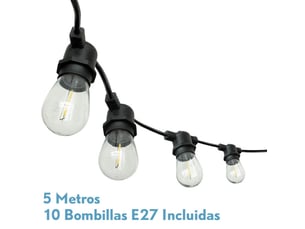 Guirlande lumineuse led fabrilamp verbena 5 m 10 ampoules e27 10 w 4000 k ip44