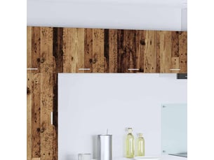 Meuble de rangement cuisine, armoire suspendue bois ancien et blanc 50x31x40cm