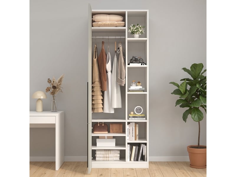 Armoire penderie 70 x 50 x 200 cm - 1 barre de penderie - mdf et panneaux de particules - rangement pour chambre et dressing - gris - Conforama C