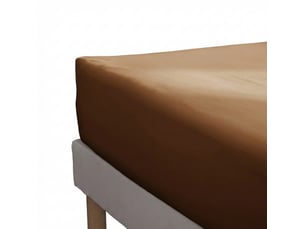 Drap housse 160x200+30 cm percale de coton havane
