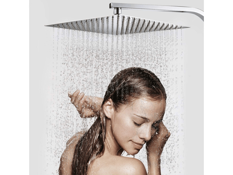  Pommeau de douche carré ultra-fin en acier inoxydable, détartrage haute pression économe en eau pour salle de bain 24,7 cm 200 pièces  - Conforama A