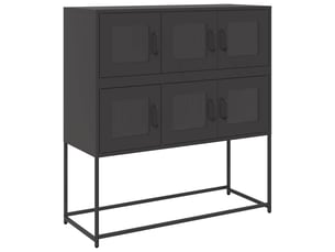 Buffet - bahut - meuble de rangement noir 100,5x39x107 cm acier laminé à froid