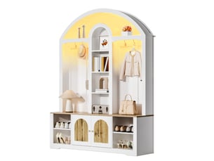 Vestiaire d'entrée avec étagères, portes et crochets mdf blanc 150 x 40 x 195 cm