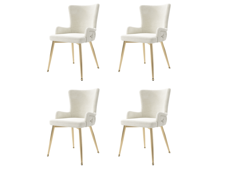 Lot de 4 chaises 55x45x85cm avec pieds en métal, polyvalentes, douces et confortables, velours, beige et doré - Conforama A