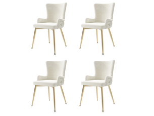Lot de 4 chaises 55x45x85cm avec pieds en métal, polyvalentes, douces et confortables, velours, beige et doré