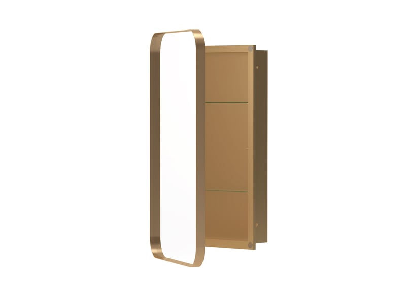  Armoire de toilette miroir étagères réglables métal doré 76x51x12 cm W2552P375107 - Conforama B