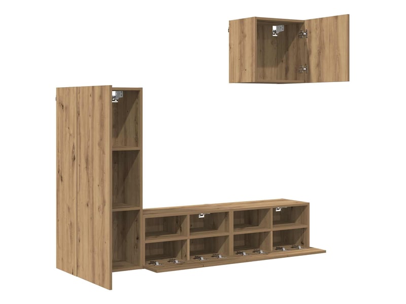  Lot de 4 meuble tv mural, meuble tv suspendu chêne artisanal bois d'ingénierie shl76746  - Conforama E