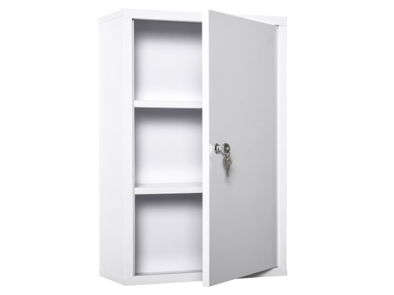  Armoire à pharmacie blanche en acier, 3 compartiments verrouillables, 40x18x60 cm, maison et bureau  - Conforama A