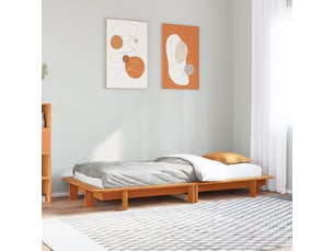 Lit adulte, lit simple, cadre de lit sans matelas marron 100x200cm bois pin massif cf13189