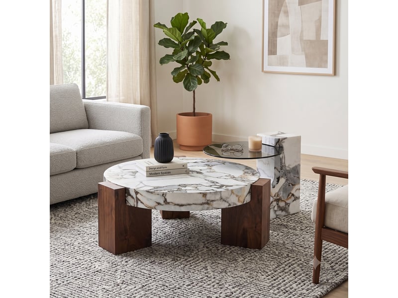  Tables basses imbriquées 2 pièces mdf blanc et noir diamètre 61 cm  - Conforama B