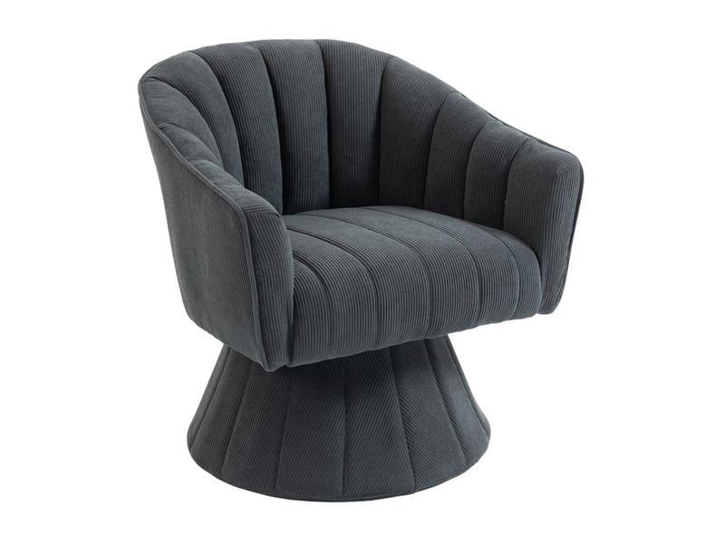 Fauteuil pivotant 360° edler avec assise et dossier ergonomiques, accoudoirs enveloppants et design moderne, gris foncé - Conforama A
