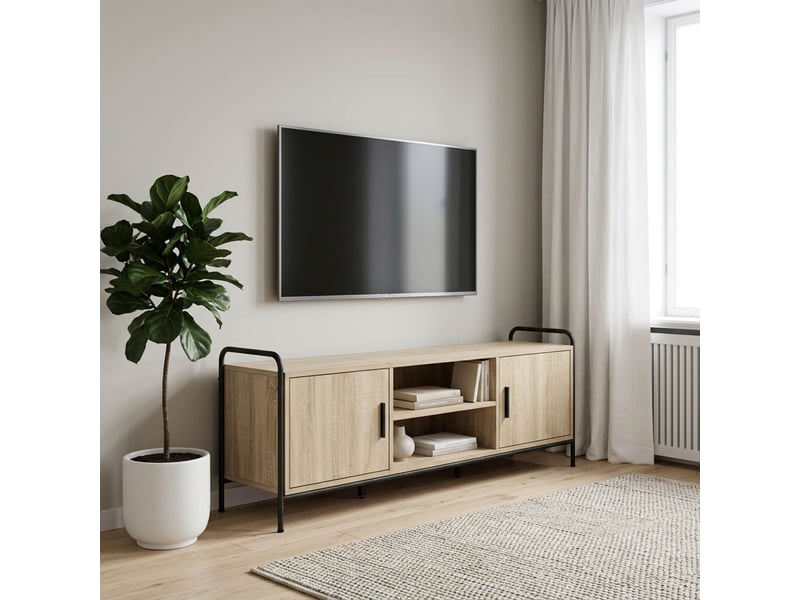  Meuble tv, table tv 133x33x50 cm chêne sonoma bois d'ingénierie  - Conforama B